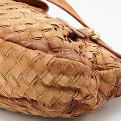 مملوكة مسبقًا Miu Miu Brown Woven Suede and Leather Satchel