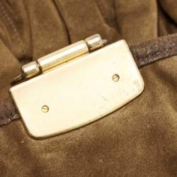 Miu Miu Brown Matelassé Suede Coffer Hobo