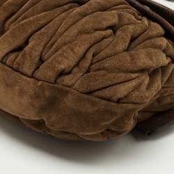 Miu Miu Brown Matelassé Suede Coffer Hobo