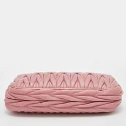 Pre Owned Miu Miu Pink Matelasse Leather Double Zip Crossbody Bag