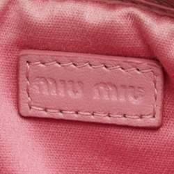Pre Owned Miu Miu Pink Matelasse Leather Double Zip Crossbody Bag