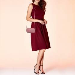 Pre Owned Miu Miu Pink Matelasse Leather Double Zip Crossbody Bag