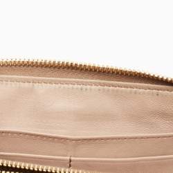 Miu Miu Beige Matelassé Leather Zip Around Wallet