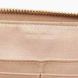 Miu Miu Beige Matelassé Leather Zip Around Wallet