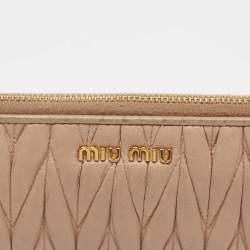 Miu Miu Beige Matelassé Leather Zip Around Wallet