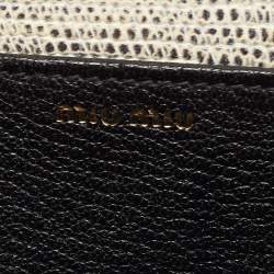 Miu Miu Beige/Black Lizard Embossed Leather Crossbody Bag