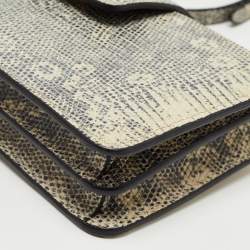 Miu Miu Beige/Black Lizard Embossed Leather Crossbody Bag