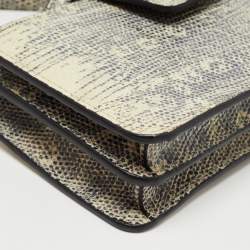 Miu Miu Beige/Black Lizard Embossed Leather Crossbody Bag