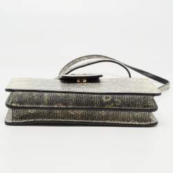Miu Miu Beige/Black Lizard Embossed Leather Crossbody Bag