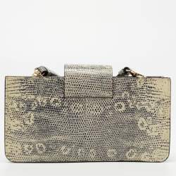 Miu Miu Beige/Black Lizard Embossed Leather Crossbody Bag