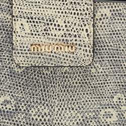 Miu Miu Beige/Black Lizard Embossed Leather Crossbody Bag