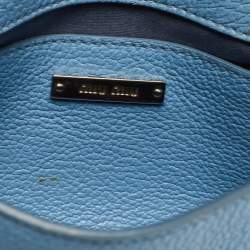 Pre Owned Miu Miu Light Blue Leather Flap Chain Shoulder Bag