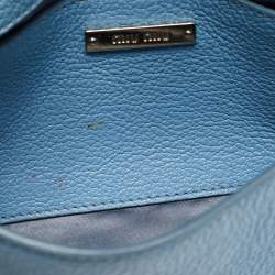 Pre Owned Miu Miu Light Blue Leather Flap Chain Shoulder Bag