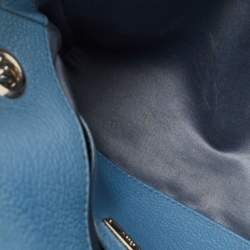 Pre Owned Miu Miu Light Blue Leather Flap Chain Shoulder Bag