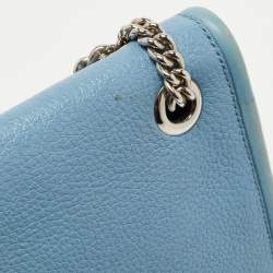 Pre Owned Miu Miu Light Blue Leather Flap Chain Shoulder Bag