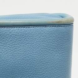 Pre Owned Miu Miu Light Blue Leather Flap Chain Shoulder Bag