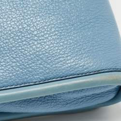 Pre Owned Miu Miu Light Blue Leather Flap Chain Shoulder Bag