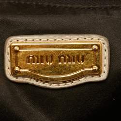 Pre Owned Miu Miu Olive Green Vitello Lux Leather Bow Bag