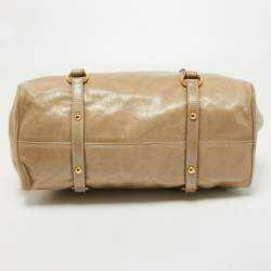 Pre Owned Miu Miu Olive Green Vitello Lux Leather Bow Bag