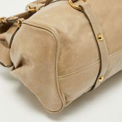 Pre Owned Miu Miu Olive Green Vitello Lux Leather Bow Bag