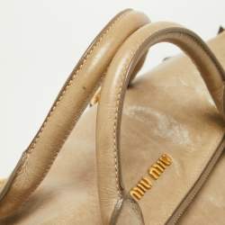 Pre Owned Miu Miu Olive Green Vitello Lux Leather Bow Bag