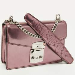 Miu Miu Pink Patent Leather Pushlock Flap Chain Crossbody Bag