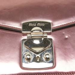 Miu Miu Pink Patent Leather Pushlock Flap Chain Crossbody Bag