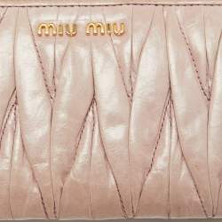 Miu Miu Pink Matelassé Leather Zip Around Wallet