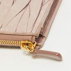 Miu Miu Pink Matelassé Leather Zip Around Wallet