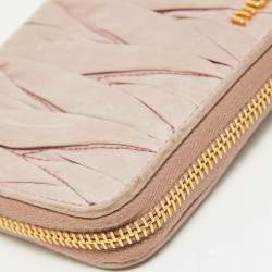 Miu Miu Pink Matelassé Leather Zip Around Wallet