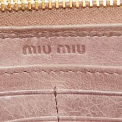 Miu Miu Pink Matelassé Leather Zip Around Wallet