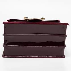 مملوكة مسبقًا Miu Miu Burgundy Velvet and Patent Leather Crystal Embellished Flap Top Handle Bag