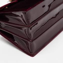 مملوكة مسبقًا Miu Miu Burgundy Velvet and Patent Leather Crystal Embellished Flap Top Handle Bag