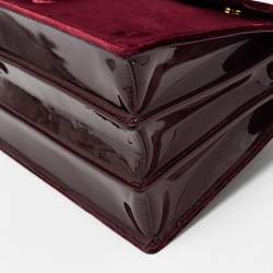 مملوكة مسبقًا Miu Miu Burgundy Velvet and Patent Leather Crystal Embellished Flap Top Handle Bag
