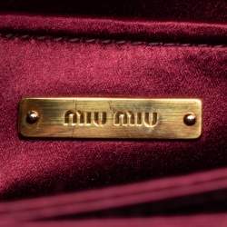 مملوكة مسبقًا Miu Miu Burgundy Velvet and Patent Leather Crystal Embellished Flap Top Handle Bag