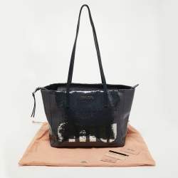 Miu Miu Blue/Silver Sequin Logo Shopper Tote