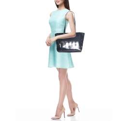 Miu Miu Blue/Silver Sequin Logo Shopper Tote