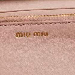 Miu Miu Pink Matelasse Leather Flap Chain Clutch
