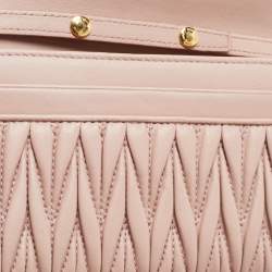 Miu Miu Pink Matelasse Leather Flap Chain Clutch