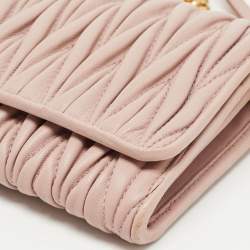 Miu Miu Pink Matelasse Leather Flap Chain Clutch