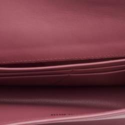 Miu Miu Pink Matelasse Velevt and Leather Wallet on Chain