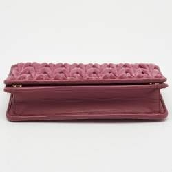 Miu Miu Pink Matelasse Velevt and Leather Wallet on Chain