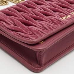 Miu Miu Pink Matelasse Velevt and Leather Wallet on Chain