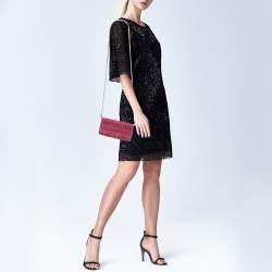 Miu Miu Pink Matelasse Velevt and Leather Wallet on Chain