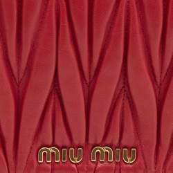 Miu Miu Red Matelasse Leather Shoulder Bag