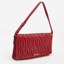 Miu Miu Red Matelasse Leather Shoulder Bag
