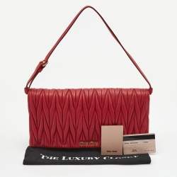 Miu Miu Red Matelasse Leather Shoulder Bag