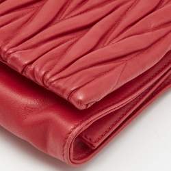 Miu Miu Red Matelasse Leather Shoulder Bag