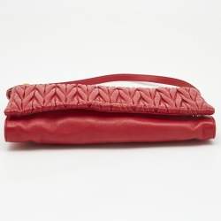 Miu Miu Red Matelasse Leather Shoulder Bag