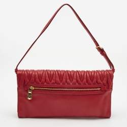 Miu Miu Red Matelasse Leather Shoulder Bag